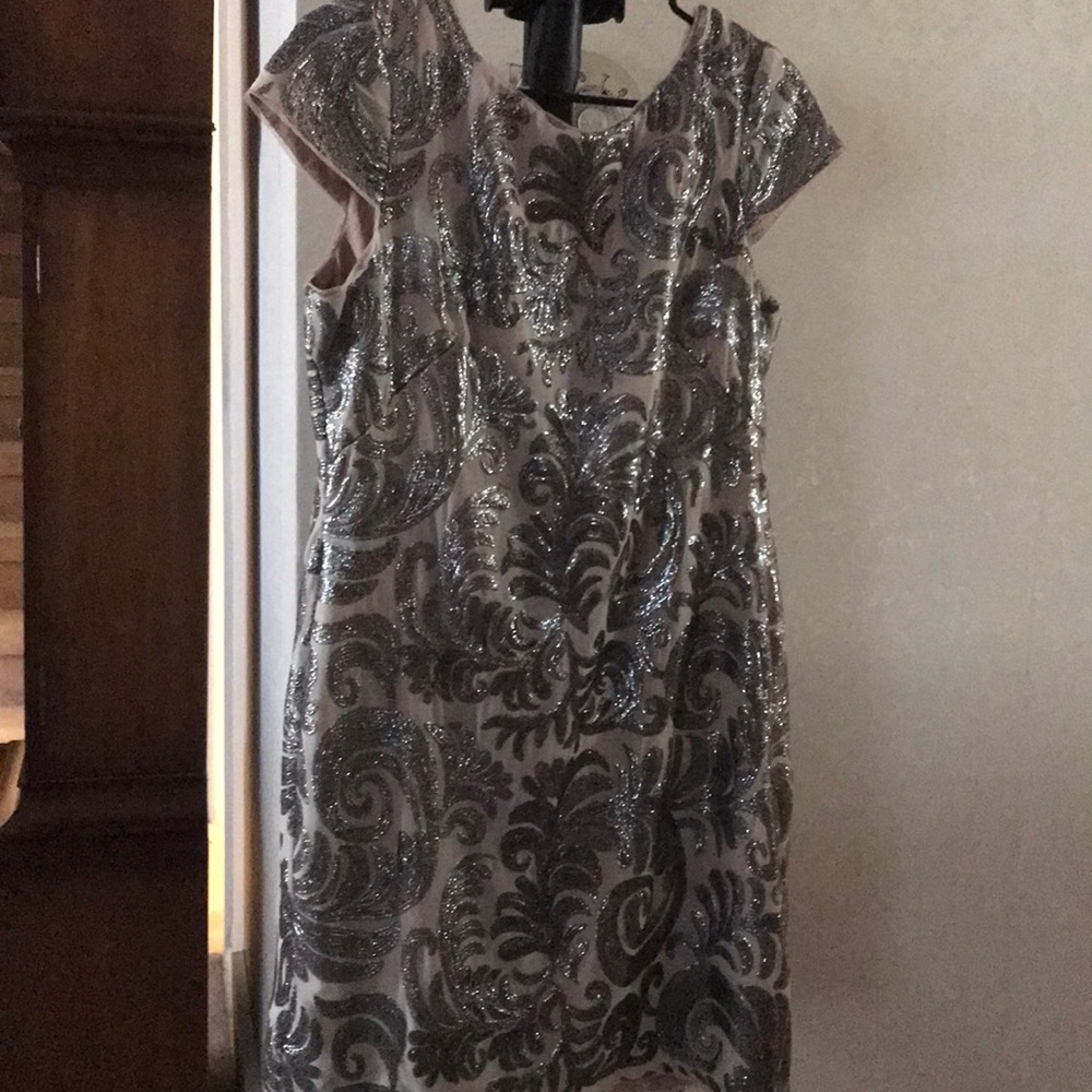 Adriana Papell Sequin Cap Sleeve Cocktail Dress